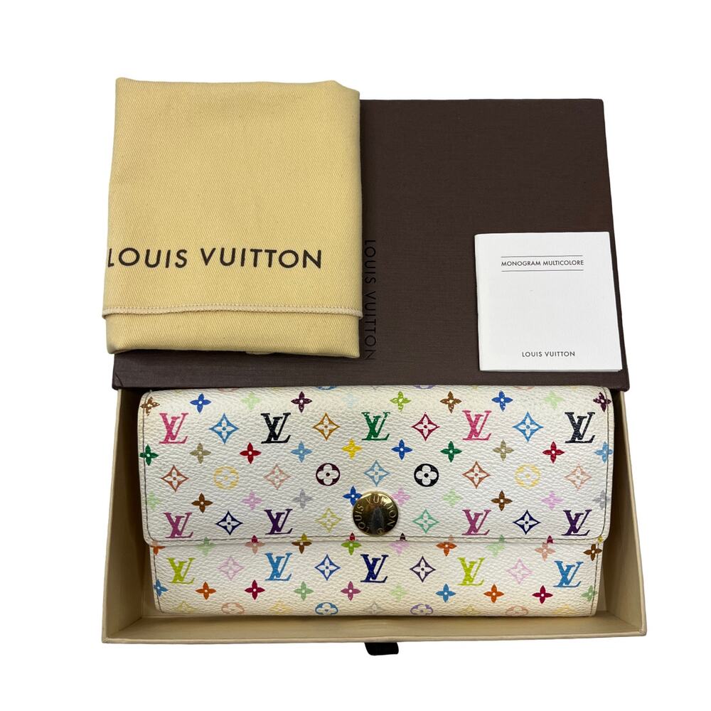 Louis Vuitton Multicolor Sarah Wallet White Monogram Murakami Full Set